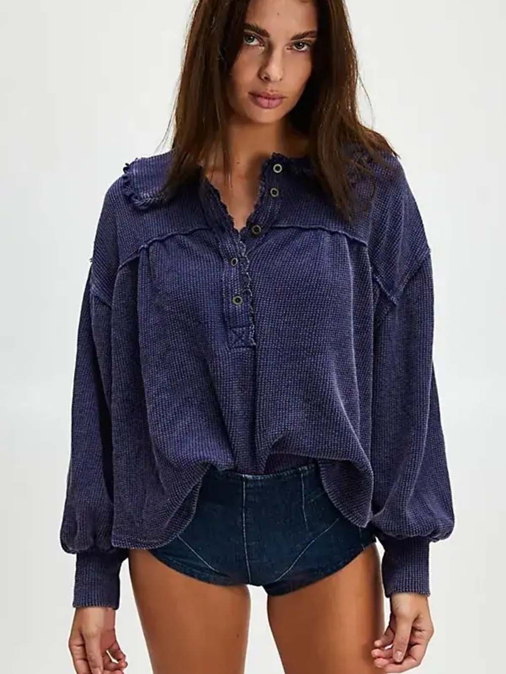Free People Queen Of Hearts Thermal Navy Marin